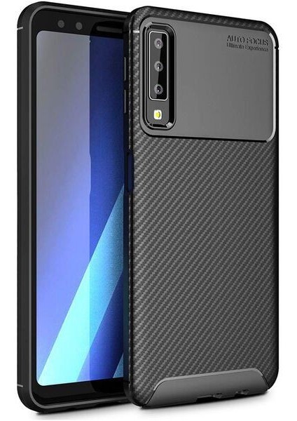 Apsuwa Samsung Galaxy A7 2018 Karbon Görünüm Negro Silikon Kılıf