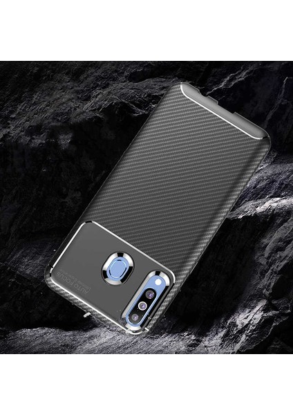 Apsuwa Samsung Galaxy M30 Karbon Görünüm Negro Silikon Kılıf