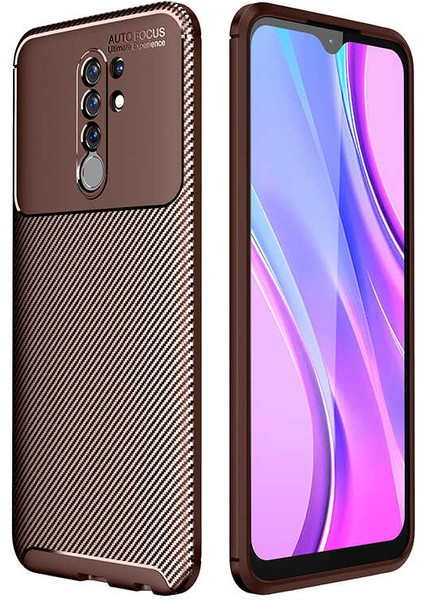 Xiaomi Redmi 9 Kılıf Negro Silikon Karbon Desen + Ekran Koruyucu Nano