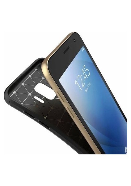 Apsuwa Samsung Galaxy J2 Core Karbon Görünüm Negro Silikon Kılıf + Ekran Koruyucu Nano