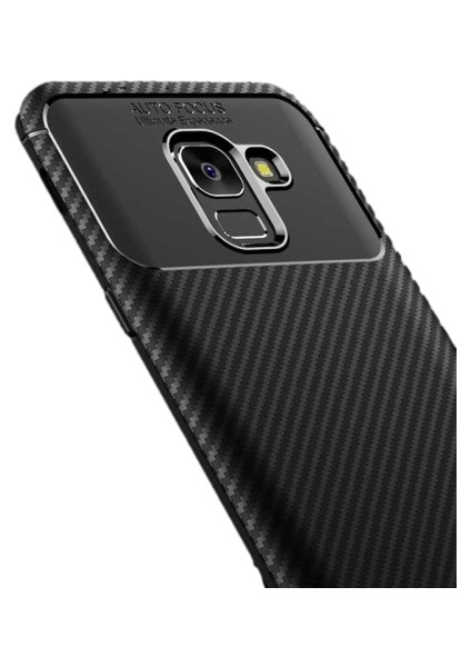 Apsuwa Samsung Galaxy J6 Karbon Görünüm Negro Silikon Kılıf + Ekran Koruyucu Nano
