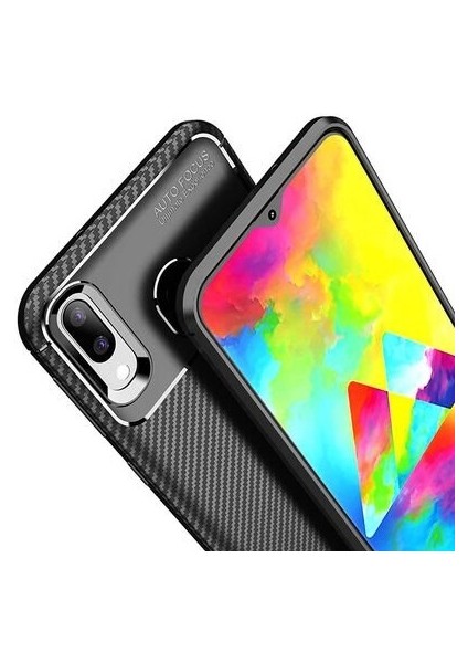 Apsuwa Samsung Galaxy M20 Karbon Görünüm Negro Silikon Kılıf