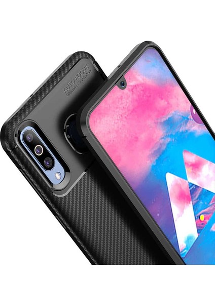 Apsuwa Samsung Galaxy M30 Karbon Görünüm Negro Silikon Kılıf