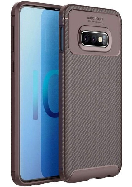 Apsuwa Samsung Galaxy S10E Karbon Görünüm Negro Silikon Kılıf + Ekran Koruyucu Nano