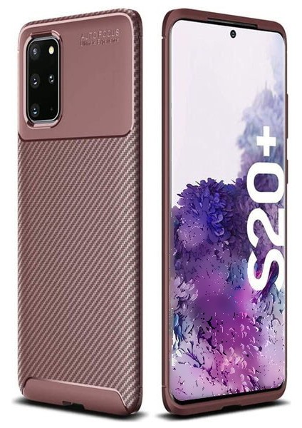 Apsuwa Samsung Galaxy S20 Plus Karbon Görünüm Negro Silikon Kılıf + Ekran Koruyucu Nano