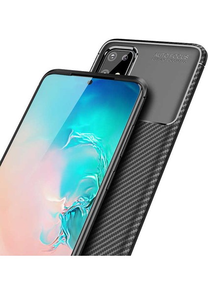 Apsuwa Samsung Galaxy S20 Plus Karbon Görünüm Negro Silikon Kılıf + Ekran Koruyucu Nano