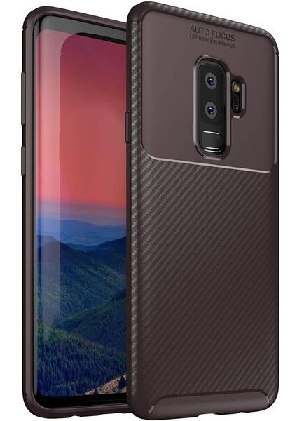 Apsuwa Samsung Galaxy S9 Plus Karbon Görünüm Negro Silikon Kılıf + Ekran Koruyucu Ped