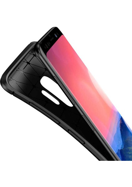 Apsuwa Samsung Galaxy S9 Karbon Görünüm Negro Silikon Kılıf + Ekran Koruyucu Nano