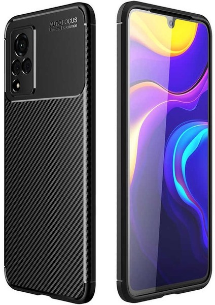 Apsuwa Vivo V21 Karbon Görünüm Negro Silikon Kılıf + Ekran Koruyucu Nano