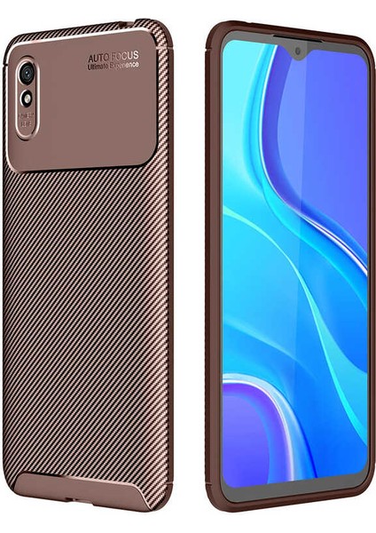 Xiaomi Redmi 9A Kılıf Negro Silikon Karbon Desen + Ekran Koruyucu Nano