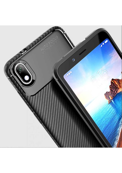 Xiaomi Redmi 7A Kılıf Negro Silikon Karbon Desen + Ekran Koruyucu Nano