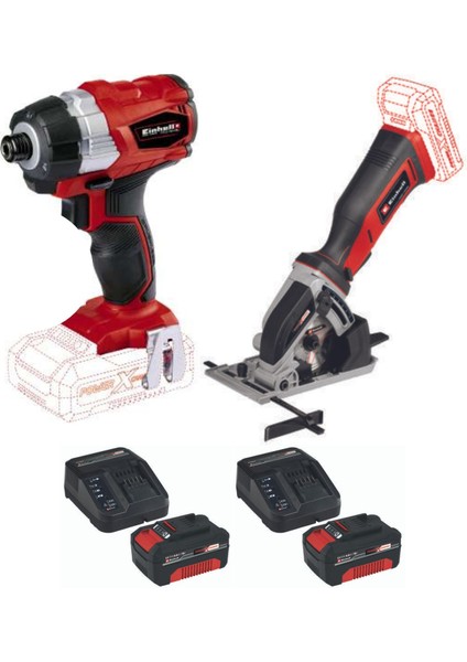 Te-Cı 18 Bl Torklu Vidalama Te-Cs 18/89 Mini Daire Testere 2X4.0AH Çift Akülü Set