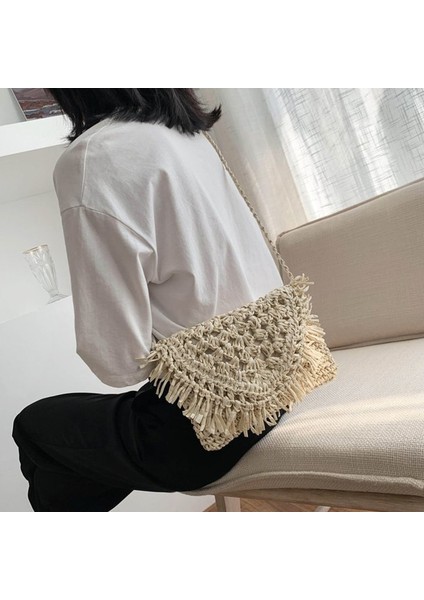 Moda Saçaklı Hasır Omuz Çantası Hollow Bayan Çanta(Yurt Dışından) modelleri