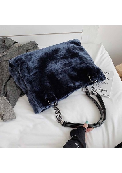 Faux Fur Büyük Kapasiteli Çanta(Yurt Dışından)