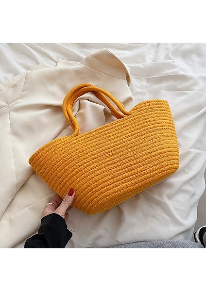 Büyük Kapasiteli Dokuma Tote Candy Renkli Tatil Plaj Çantası(Yurt Dışından)