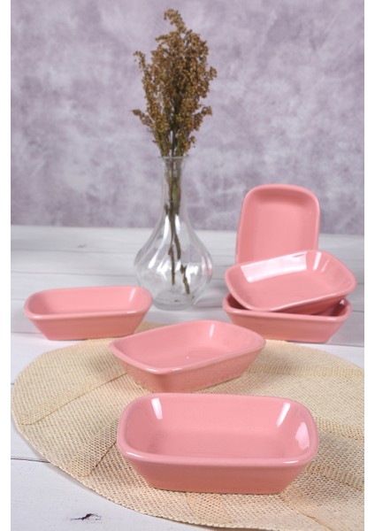 Pembe Dikdörtgen Çerezlik / Kayık 13 Cm 6 Adet