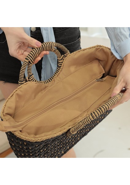 Hasır Çanta Kelebek Toka Vintage Günlük Plaj Çantası(Yurt Dışından) indirimleri