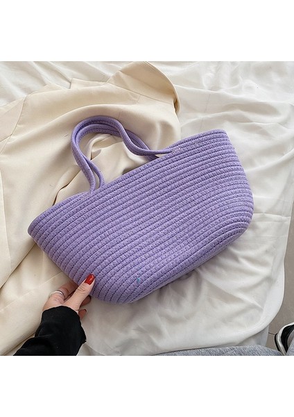 Büyük Kapasiteli Dokuma Tote Candy Renkli Tatil Plaj Çantası(Yurt Dışından)