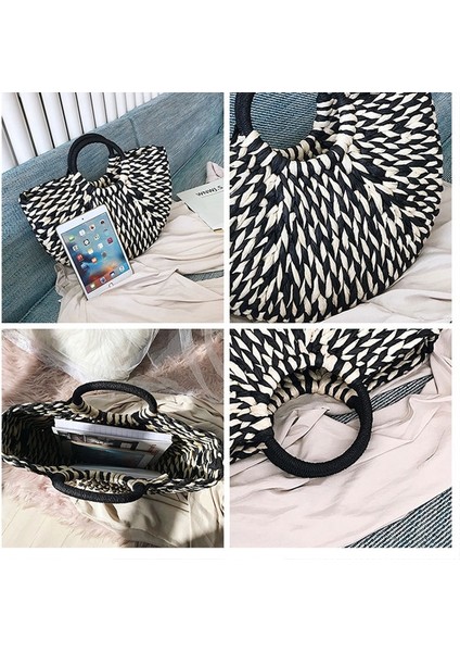 Hasır Çanta Patchwork Büyük Kapasiteli Çanta Plaj Çantası(Yurt Dışından) fırsatları