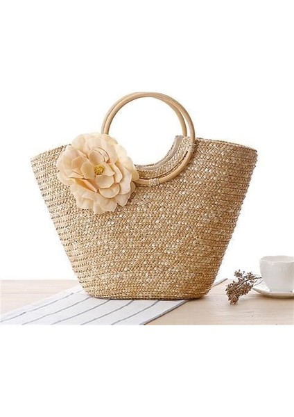 Çiçek Rattan Büyük Kapasiteli Çanta(Yurt Dışından)