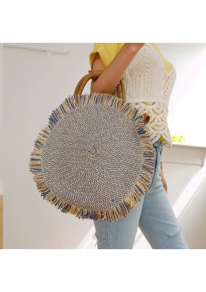 Yuvarlak Fringe Büyük Kapasiteli Tote Örgülü Omuz Çapraz Askılı Çanta(Yurt Dışından) fiyatları