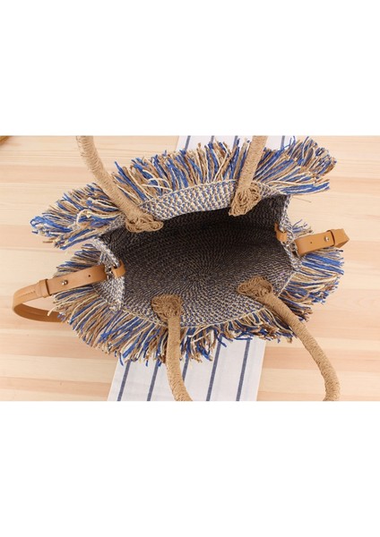 Yuvarlak Fringe Büyük Kapasiteli Tote Örgülü Omuz Çapraz Askılı Çanta(Yurt Dışından) indirimleri