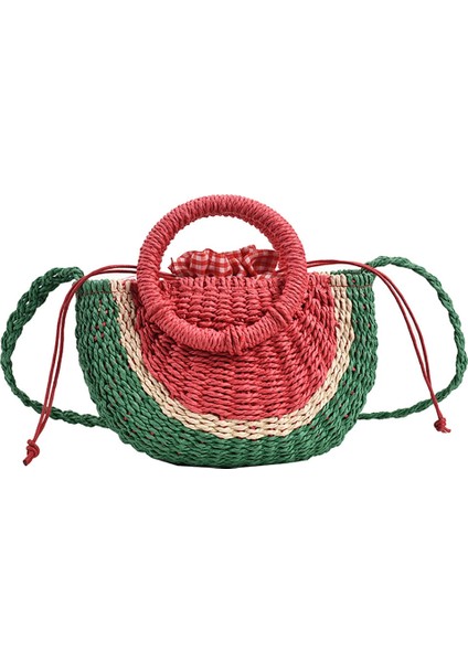 Meyve Şekli Karpuz Hasır Plaj Çantası(Yurt Dışından)