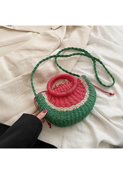 Meyve Şekli Karpuz Hasır Plaj Çantası(Yurt Dışından) modelleri