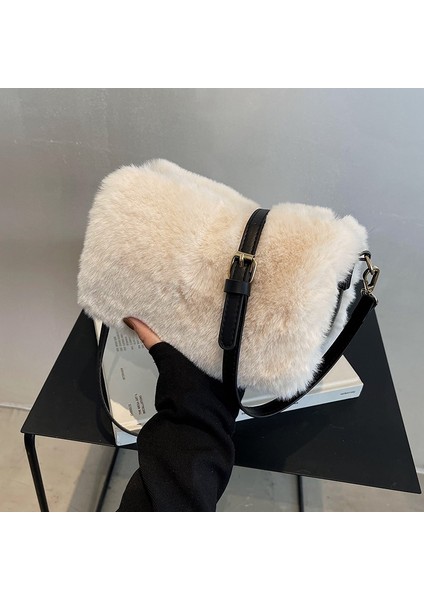 Yumuşak Peluş Tote Düz Renk Kare Çanta(Yurt Dışından)