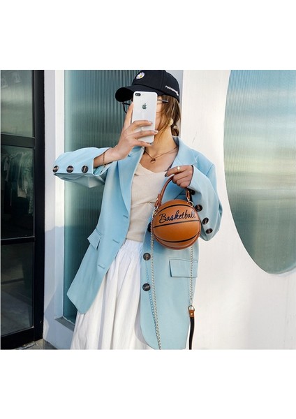 Basketbol Şekli Zincir Tasarım Askılı Çanta Kadın Moda Omuz Çantası(Yurt Dışından)