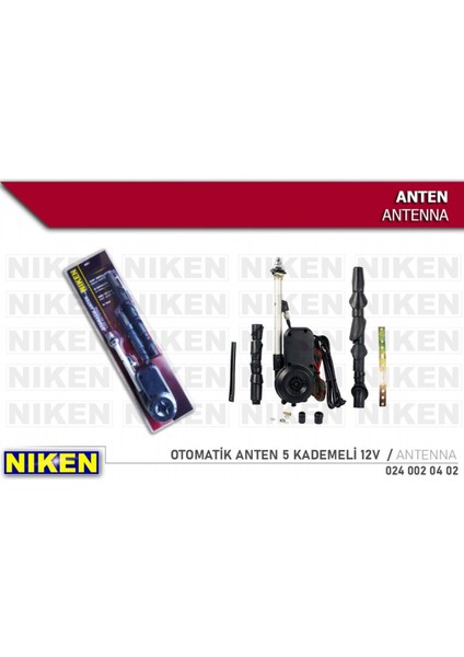 12V Otomatik Anten 5 Kademeli 12 Adaptörlü