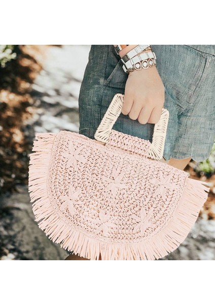 Moda Püskül Hasır Bez Çanta Büyük Kapasiteli Omuz Çantası(Yurt Dışından) fiyatları