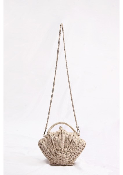 Moda Rattan Kabuk Bayan Çanta Hasır Örgü Messenger Çanta(Yurt Dışından) modelleri