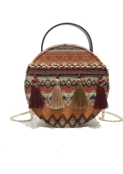 Rattan Örgü Plaj Omuz Çantası(Yurt Dışından)