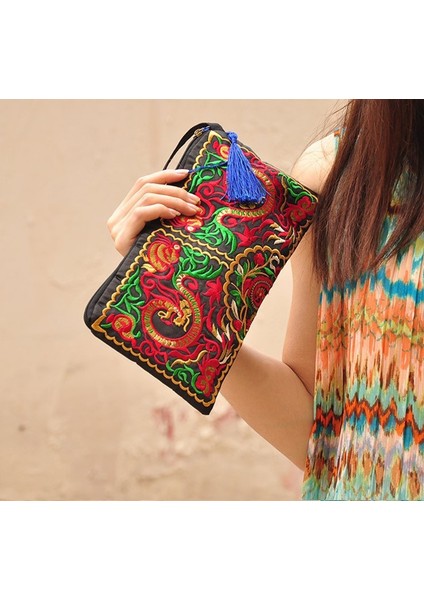 Vintage Nakışlı Bez Çanta (Yurt Dışından)
