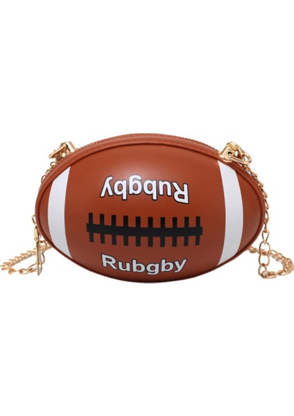 Zincir Crossbody Moda Günlük Rugby Baskı Omuz Çantası(Yurt Dışından)