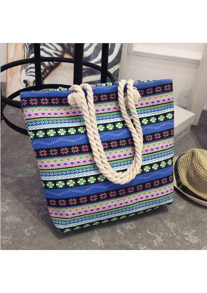 Moda Katlanır Bayanlar Büyük Tote Çiçek Baskı Kanvas Çanta(Yurt Dışından)