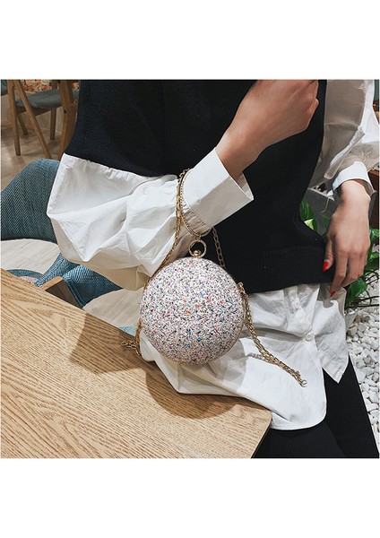 Moda Pullu Bez Çanta Yuvarlak Saplı Parti Omuz Çantası(Yurt Dışından)