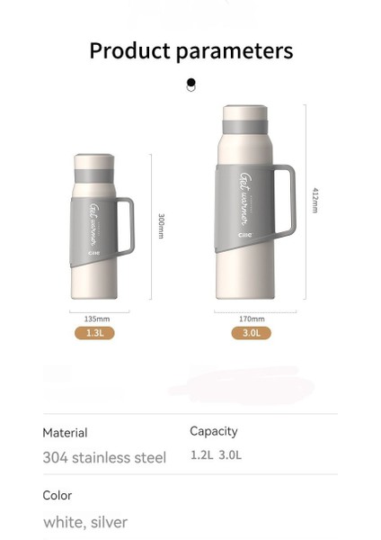 1200 ml. Paslanmaz Çelik Termos - Beyaz (Yurt Dışından)