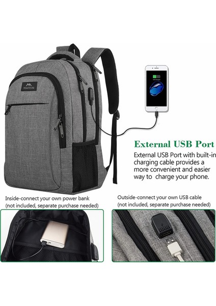 USB Şarj Portlu Ticari Hırsızlığa Karşı Ince Dayanıklı Dizüstü Bilgisayar Sırt Çantası (Yurt Dışından)