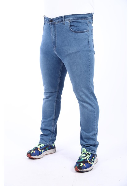 Mocgrande Erkek Büyük Beden Kot Pantolon Power Lycra 20001-MAVI