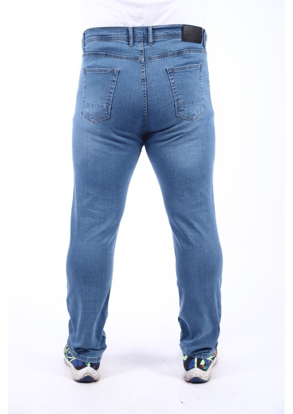 Mocgrande Erkek Büyük Beden Kot Pantolon Power Lycra 20001-MAVI