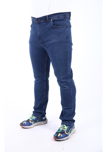 Mocgrande Erkek Büyük Beden Kot Pantolon Power Lycra 20001-KOYU Mavı