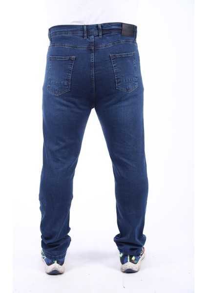 Mocgrande Erkek Büyük Beden Kot Pantolon Power Lycra 20001-KOYU Mavı