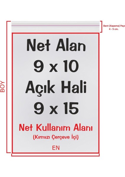 9X10+5 Cm. (9*15) 100 Adet - Şeffaf Bantlı Yapışkanlı Opp Jelatin Poşet