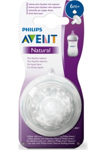 Philips Avent Natural Biberon Emziği Y Kesik 6m+ 2'li SCF046/27