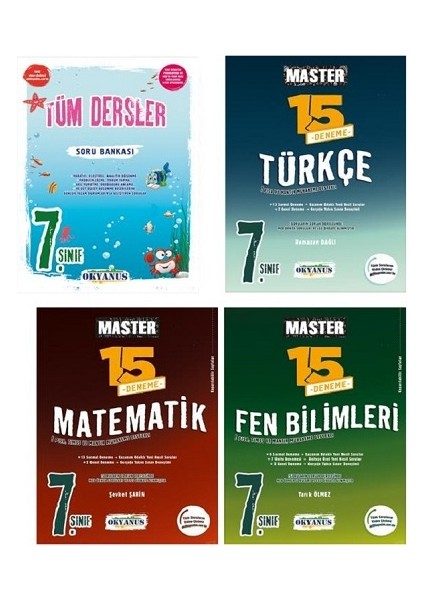 7. Sınıf Master 15 Matematik+Türkçe+Fen Bilimleri Denemesi+7. Sınıf Tüm Dersler Soru Bankası