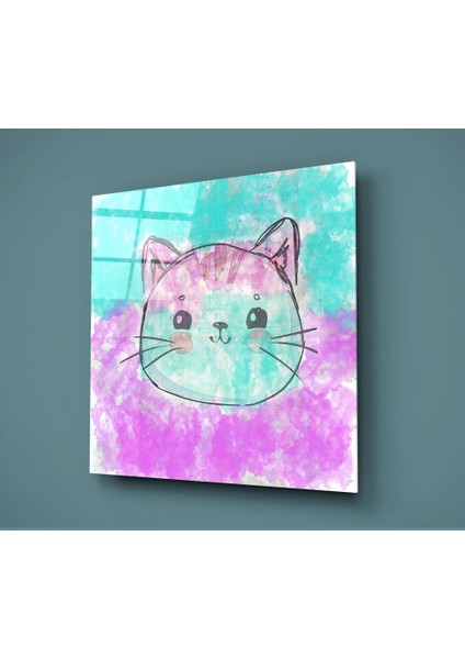 Sevimli Kedi Cam Tablo - 40X40 cm