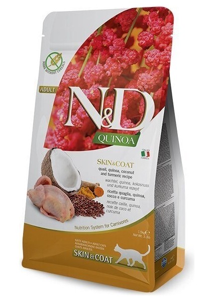 ND Quinoa Skin Coat Bıldırcın Yetişkin Kedi Maması 1500 G