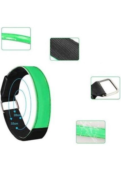 LED Kol Işık Aydınlık Spor Bileklik Karanlık Güvenlik Koşu Ekipmanı (Yeşil)
